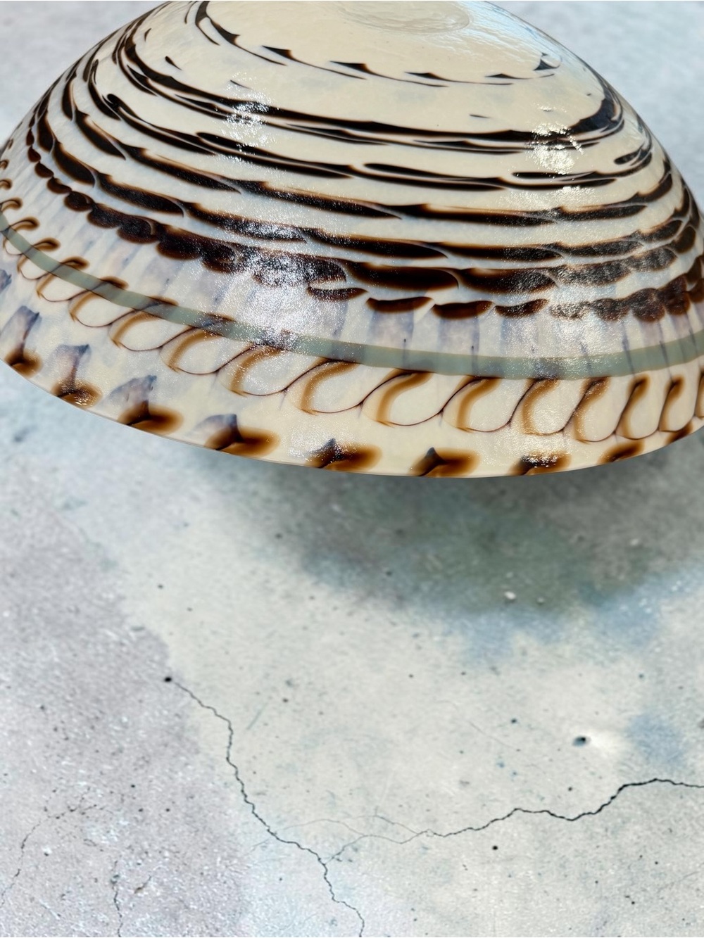 Yalos Murano Fornace Ferro Tuareg Iridescent Nautilus Shell Glass Bowl 20” - Picture 7 of 14